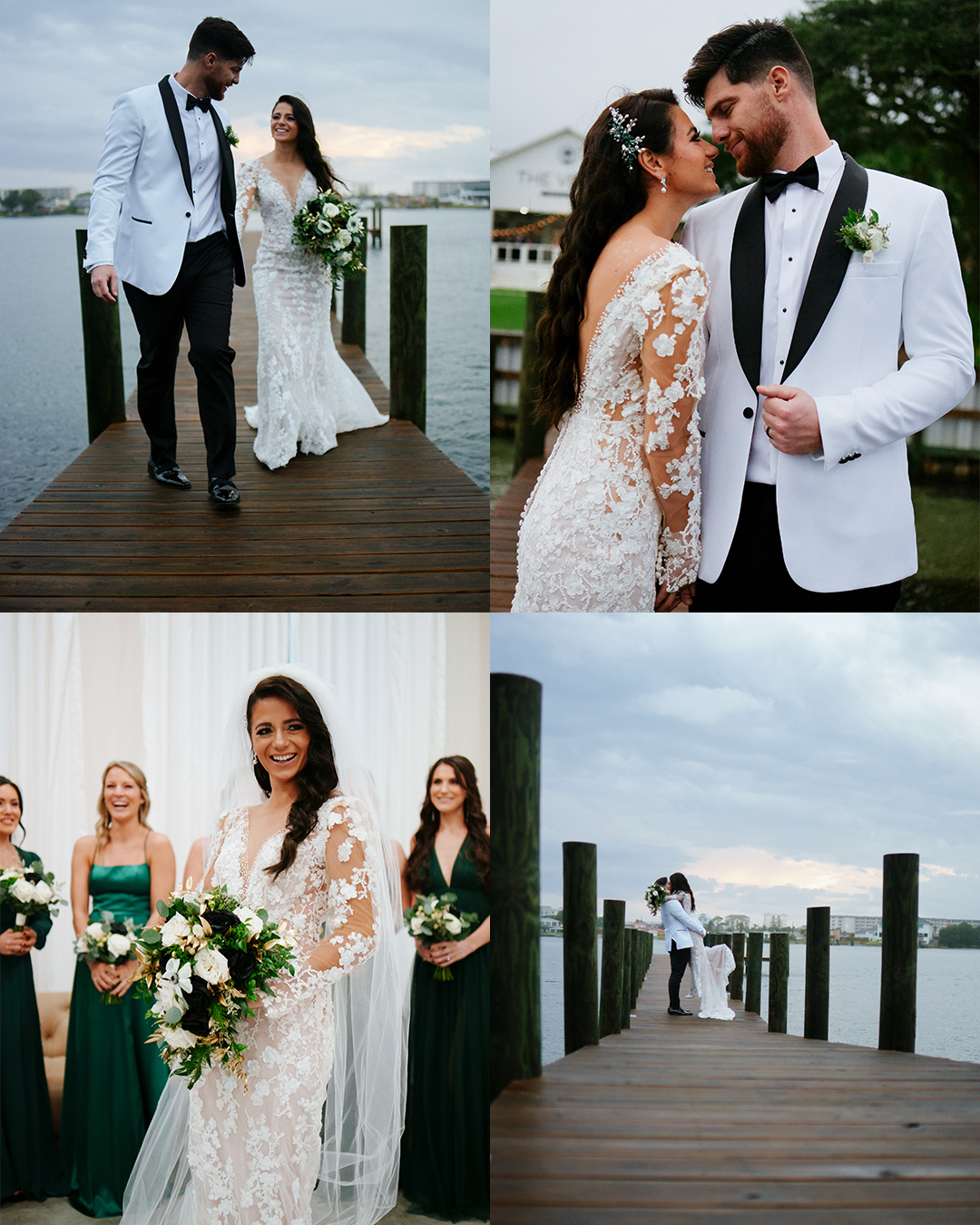 collage of bride and groom