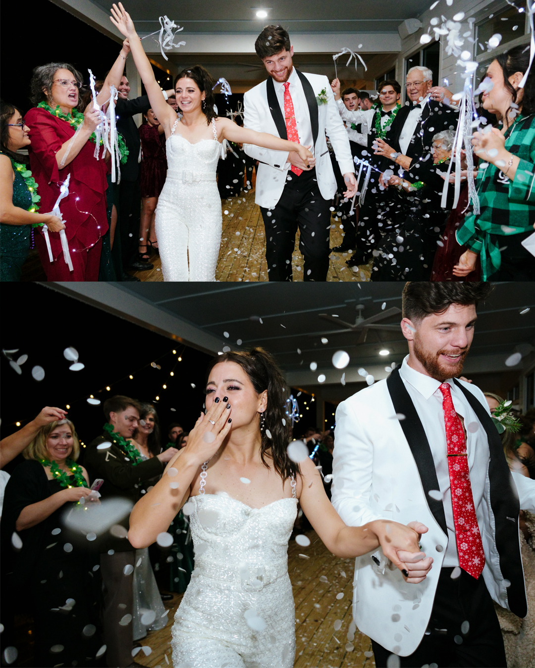 end of reception, bride and groom exit