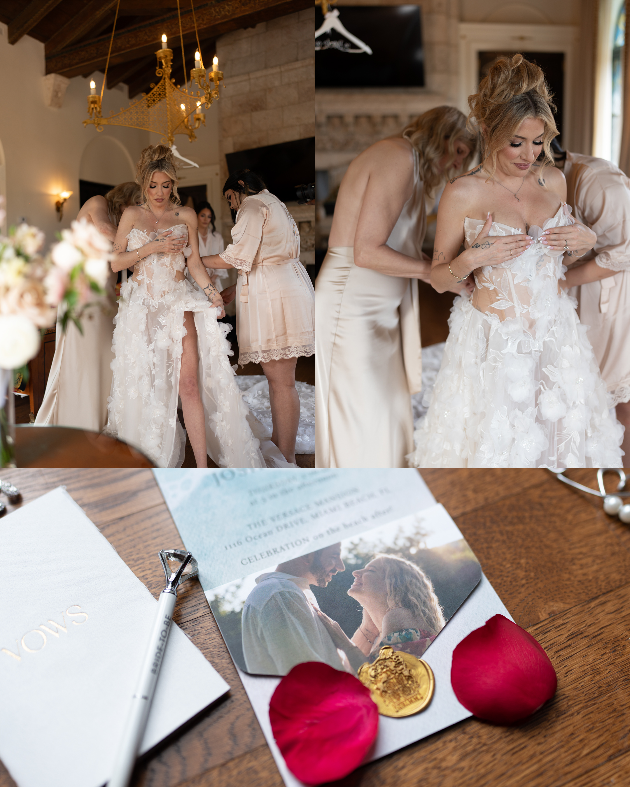 Alicia getting ready in Florida before her wedding, photographed by Megaset Weddings - 1