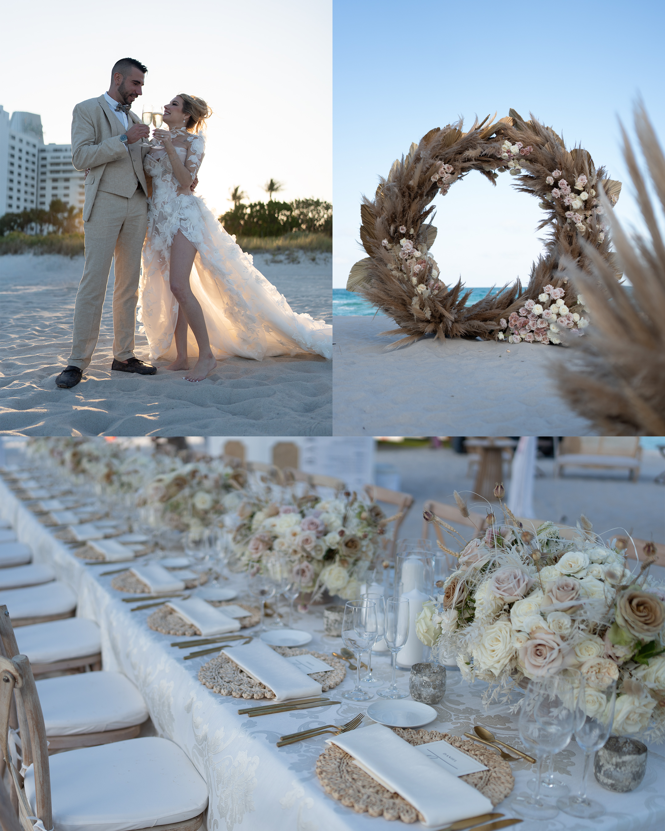 Luxury Miami Beach wedding reception details by Megaset Weddings