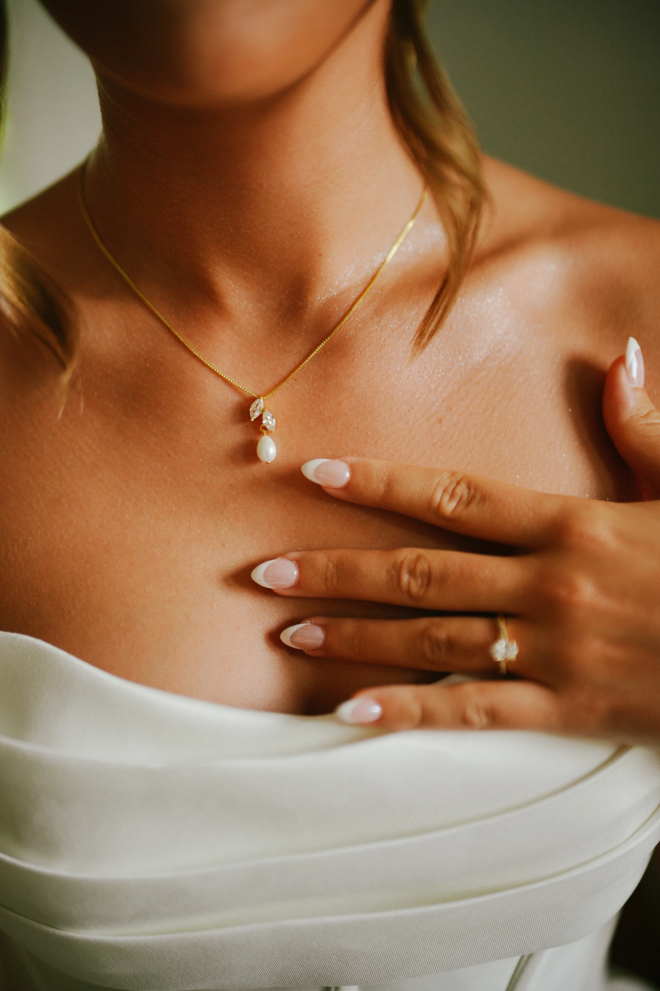 Amy necklace nail closeup at Amy and Teddy's North Dakota farm wedding by Megaset Weddings