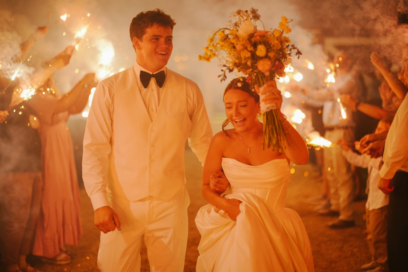 Celebration sparklers flower at Amy and Teddy's North Dakota farm wedding by Megaset Weddings