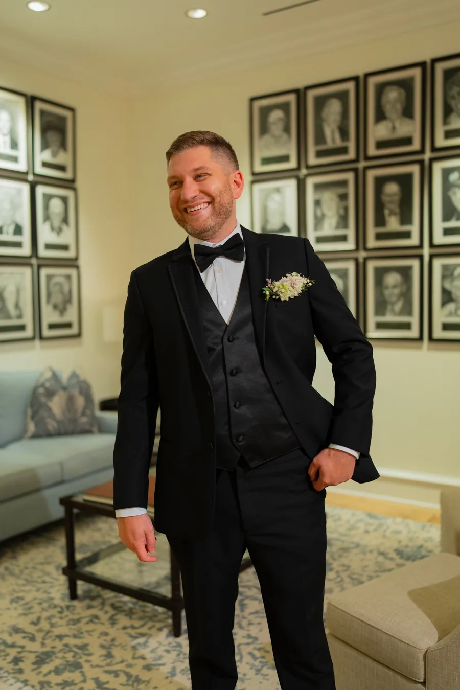 Groom portrait of Kevin inside The Club at Quail Ridge clubhouse