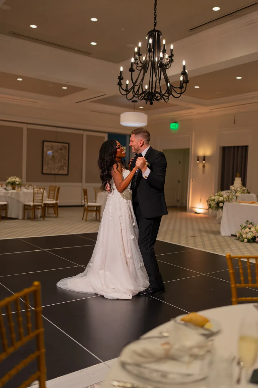 Belinda and Kevin first dance in the reception ballroom