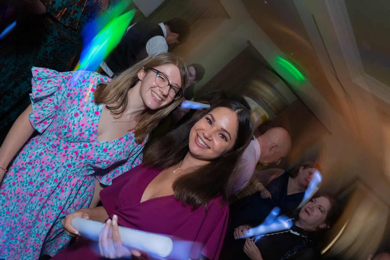 Wedding guests celebrating on the dance floor