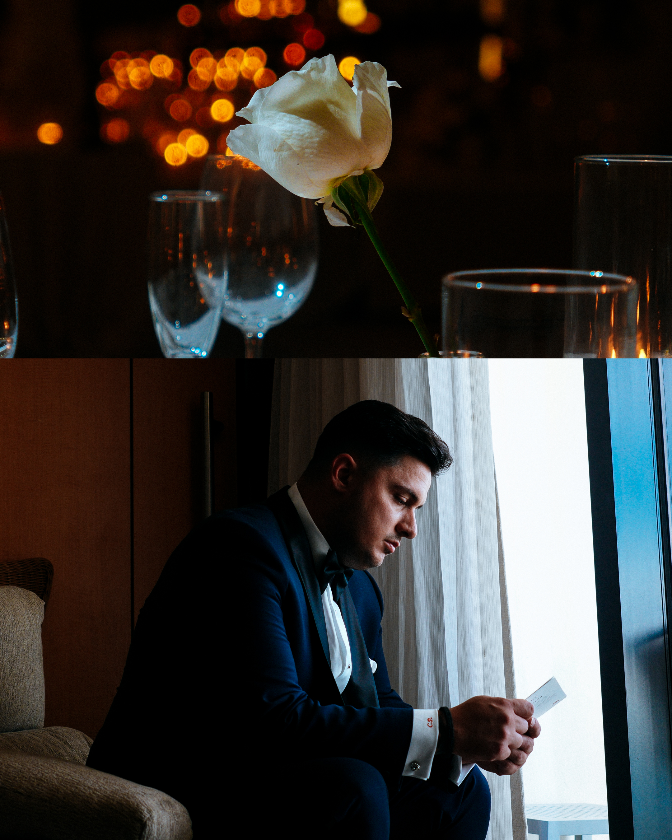 groom getting ready at Marriott Harbor image 1